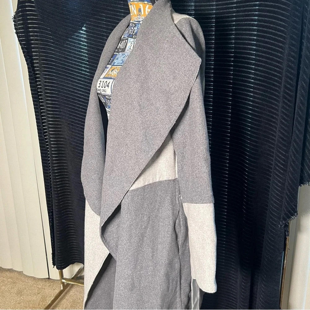 Alfani Wool Blend Colorblocked Wrap Coat - L/XL, Gray - Picture 2 of 11